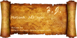 Hatsek János névjegykártya